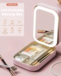 Portable Folding Makeup Mirror Jewellery Box – 3-Color LED Beauty Mirror, Multi-Function Personal Care Organizer